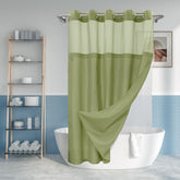 River Dream No Hook Slub Curtain Sage close-up shows textured fabric and built-in rings.