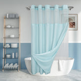 River Dream no-hook slub textured curtain with snap-in liner for easy on/off
