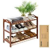 RMXANL 3-tier bamboo shoe rack assembled for organized entryway storage