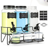 Roetell 3-set glass detergent dispensers with stand keep laundry space organized.