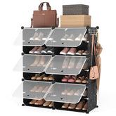 ROJASOP 6-tier shoe rack front view with roomy cubbies for organized shoes.