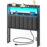 Rolanstar headboard with twin storage and LED lighting for bedside organization
