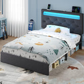 Rolanstar twin bed frame with four under-bed drawers for organized storage.