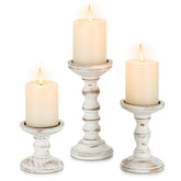 Romadedi wood candle holders 3.9 in display for warm mantel ambience