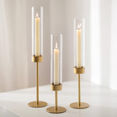 Romadedi glass hurricane candlestick tall gold centerpiece for elegant tables