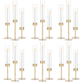 Romadedi glass hurricane candlestick, tall form, ideal for dramatic table centerpieces.
