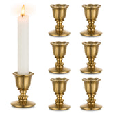 Romadedi vintage brass taper candle holder set elevates wedding tables with Victorian charm