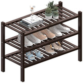 ROMGUAR CRAFT 3-Tier Bamboo Shoe Rack front view shows compact, space-saving design.