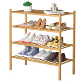 ROMGUAR CRAFT 4-tier bamboo shoe rack for closet organization with sturdy eco-friendly design.
