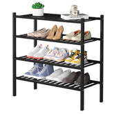 ROMGUAR CRAFT bamboo shoe rack in black neatly stores entryway footwear