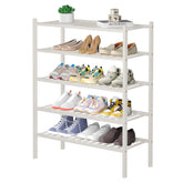 ROMGUAR CRAFT bamboo shoe rack front view demonstrates organized, easy-to-reach footwear.