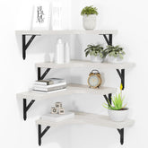 ROMGUAR CRAFT corner shelves wall mount set4 in white finish for compact storage