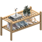 ROMGUAR CRAFT thick bamboo shoe rack entryway 2-tier keeps footwear tidy and accessible.