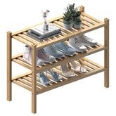 ROMGUAR CRAFT thick bamboo shoe rack front view showing durable entryway storage
