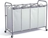 ROMOON laundry hamper cart rolling view for easy mobility in small spaces.