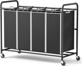 ROMOON laundry hamper sorter cart front view shows a sturdy frame for heavy loads.