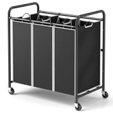 ROMOON laundry sorter 3-section front view shows compact sorting for daily laundry.