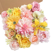 Rongflower yellow pink artificial flowers combo set for bridal bouquets