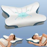 ROPu cervical pillow contour design supports neck alignment for side sleepers.