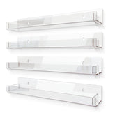 RORKIM 4-pack 15-inch clear acrylic shelves mounted for neat wall display and storage
