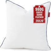 ROSE FEATHER down pillow insert 20x20 front view showing plush loft and shape