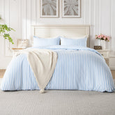 ROSE&RISY blue queen duvet cover showing crisp color and cooling comfort