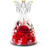 RoseValley forever preserved red rose in glass angel for elegant display