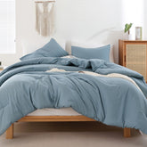 ROSGONIA dusty blue comforter queen main shows soft breathable warmth