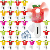 Rossesay fruit handheld fan with colorful designs for portable cooling on sunny beach days.