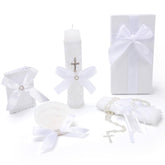 Rotel Baptism candle set white candle close-up highlighting purity for ceremonies