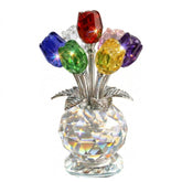 Rotroyce seven crystal roses figurine showcases colorful sparkle for a striking shelf display.