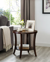 Roundhill Furniture Perth oval end table top with espresso finish and ample display space.