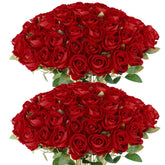 Rowfad 60-pcs velvet artificial roses with long stems for versatile centerpieces