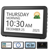 Roxicosly clock day and date on a 7-inch display for seniors.
