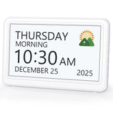 Roxicosly digital clock displays time, date, and weekday for clear daily planning.