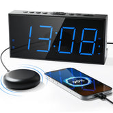Roxicosly loud alarm clock front view with clear 7.5" LED display for easy viewing