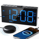 Roxicosly vibrating alarm clock with bed shaker wakes heavy sleepers