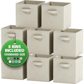 Royexe 8-pack foldable storage cubes side view, sturdy dual handles for easy transport.