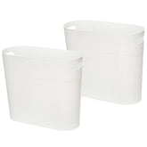ROYFACC small trash can with oval design; fits tight spaces and looks tidy.