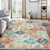 ROYHOME 8x10 rug full view showing Moroccan trellis pattern for living rooms