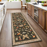 ROYHOME mushroom insert design rug adds a cheerful focal point to busy hallways.