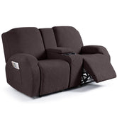 Ruaozz loveseat recliner cover with console in chocolate for protection and style.