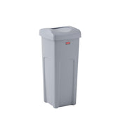 Rubbermaid Commercial untouchable swing top lid enables hands-free waste disposal in busy spaces.