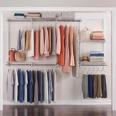 Rubbermaid Configurations shelves (26-inch) enable flexible, adjustable closet storage.