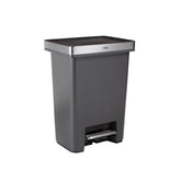 Rubbermaid Premier 19-gallon trash can front view showing large capacity.