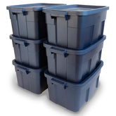 Rubbermaid Roughneck Tote 14 Gal with lid for secure storage and dust protection.