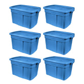 Rubbermaid Roughneck tote 18gal front view for sturdy storage