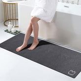 RUERYA dark grey bath mat quick-drying surface keeps feet dry after shower.