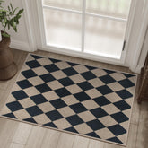 Rugalia Easy Jute Checkered Entryway Rug close-up weave showing durable, washable fibers