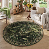 Rugcomf Circle Rug with impressionist green pattern adds cozy style to living spaces.